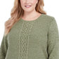 Karen Scott Women's Cable-Knit Panel Sweater Green Size Large