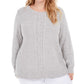 Karen Scott Women's Cable-Knit Panel Sweater Gray Size Small