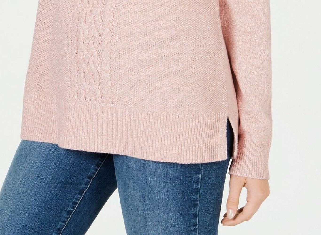 Karen Scott Wome's Cable-Knit Panel Sweater  Purple Size Large