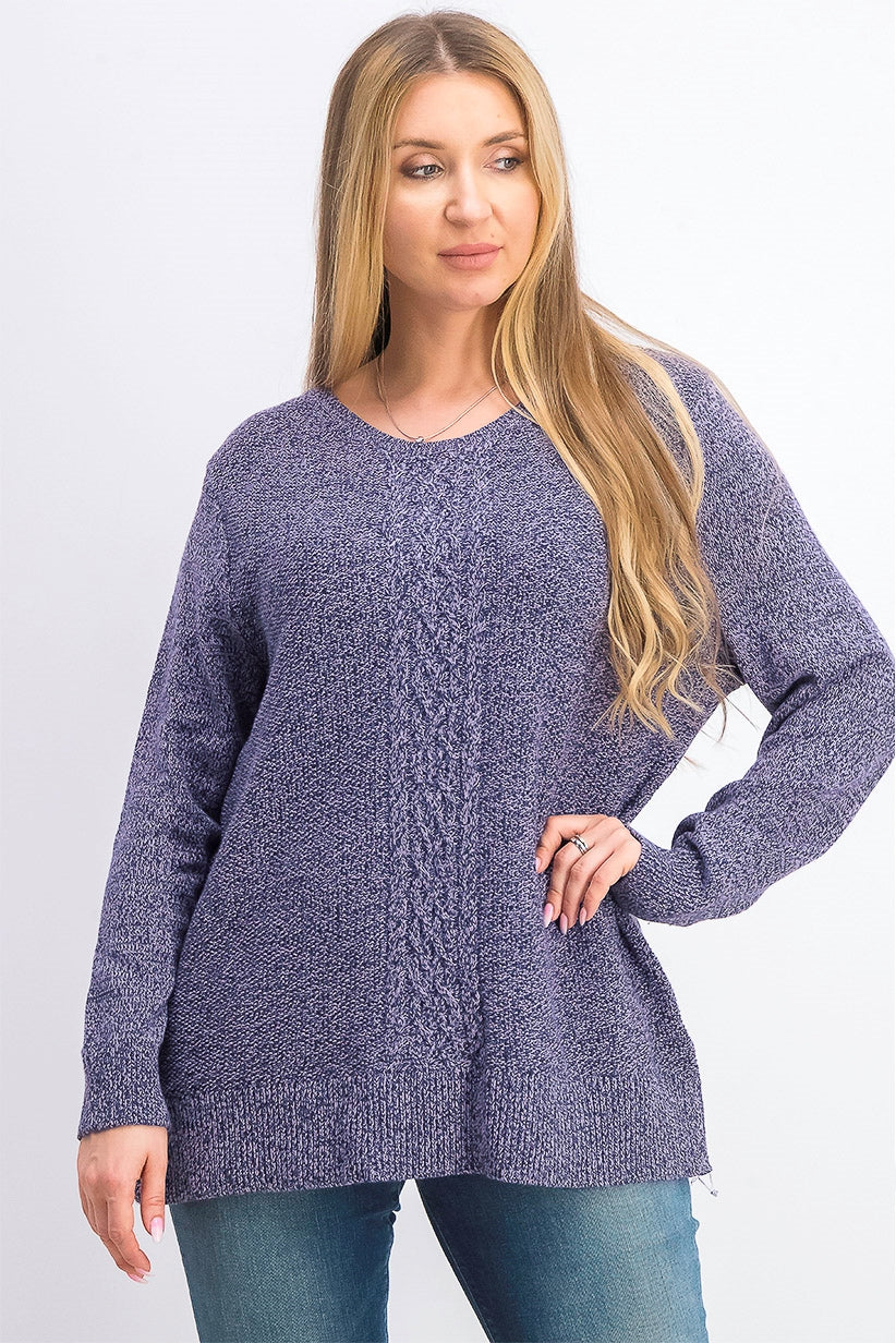 Karen Scott Women's Cable-Knit Panel Sweater Purple Size X-Large