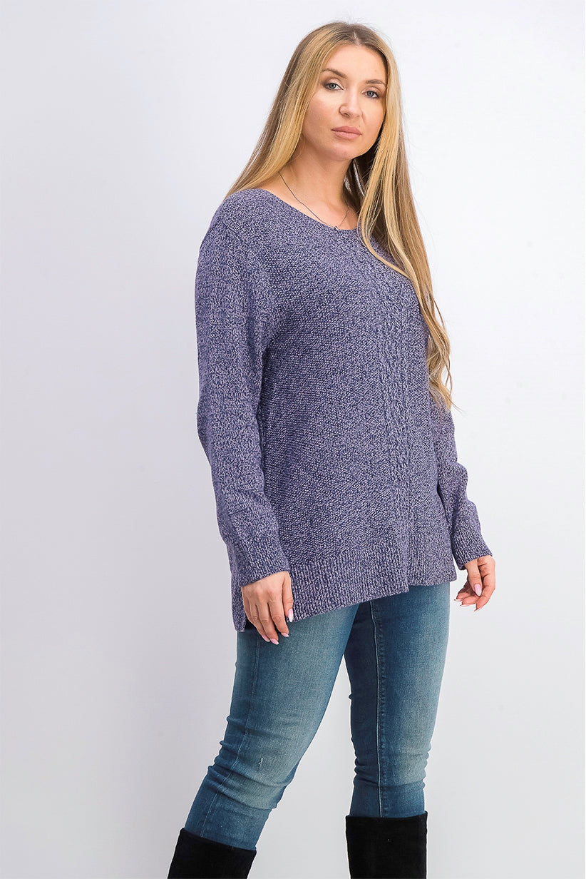 Karen Scott Women's Cable-Knit Panel Sweater Purple Size X-Large