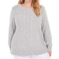 Karen Scott Women's Plus Size Cable-Knit Panel Sweater Med Gray Size 1X