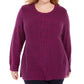 Karen Scott Women's Plus Size Cable-Knit Panel Sweater Pink Size Extra Large