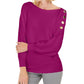 JM Collection Women's Button Sleeve Sweater Purple Size XX-Large