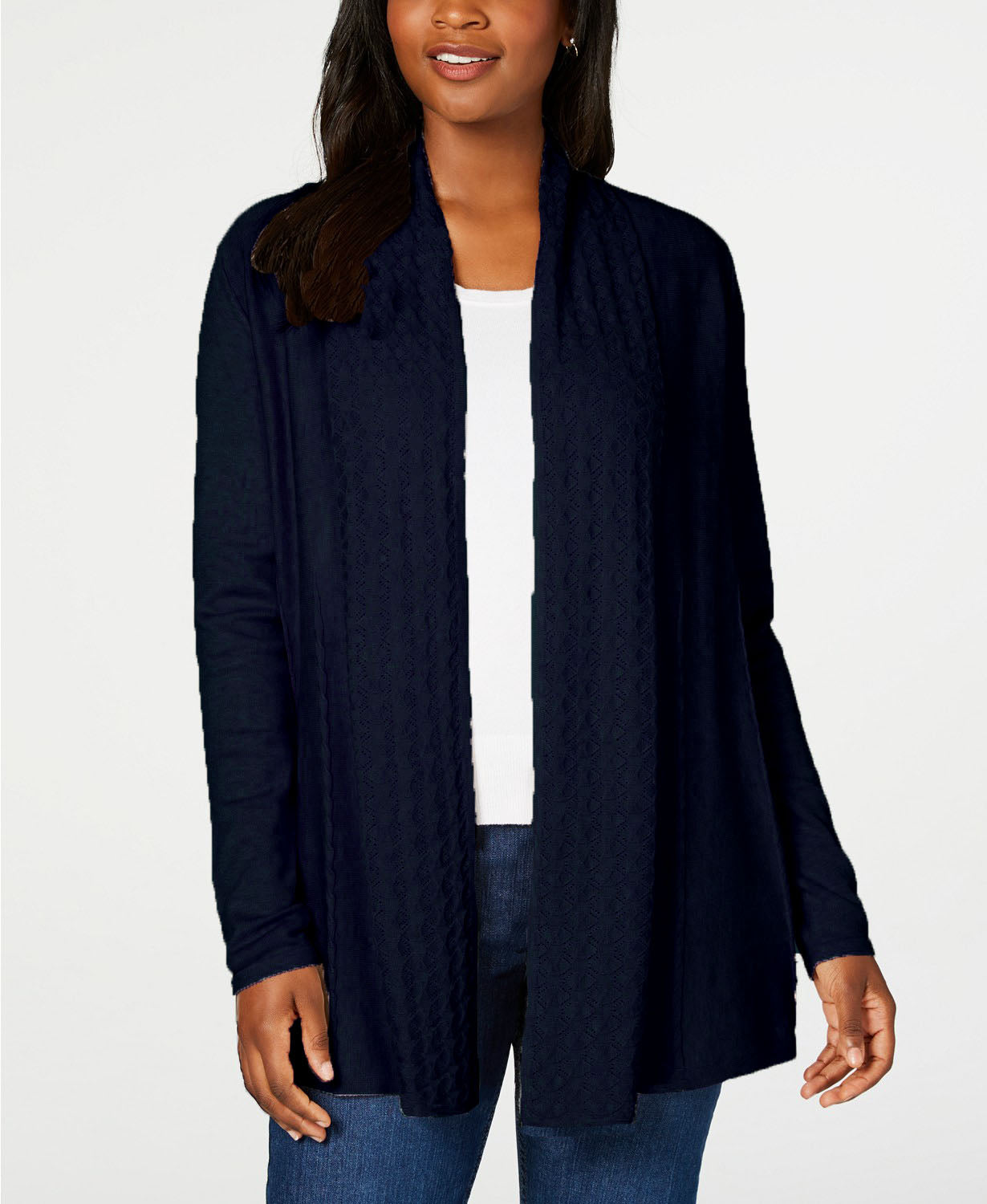 Karen Scott Women's Open Front Cardigan Beige Size Medium