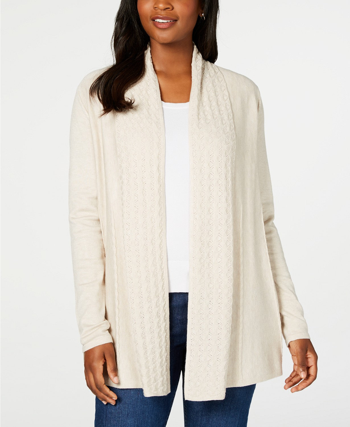 Karen Scott Women's Open-Front Cardigan  Dark Beige Size 2 Extra Large