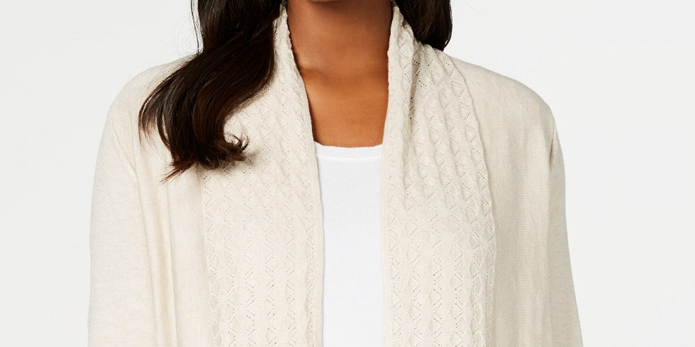 Karen Scott Women's Open-Front Cardigan  Dark Beige Size 2 Extra Large