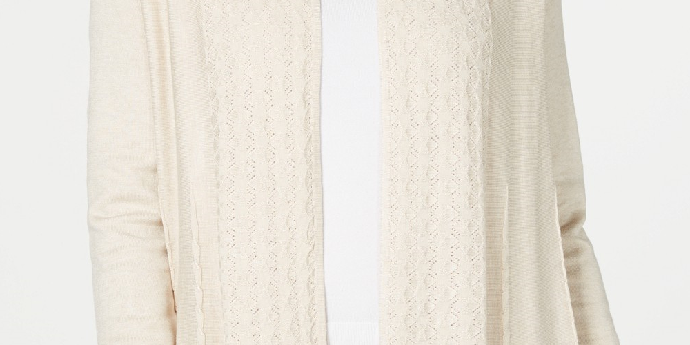 Karen Scott Women's Open-Front Cardigan  Dark Beige Size 2 Extra Large
