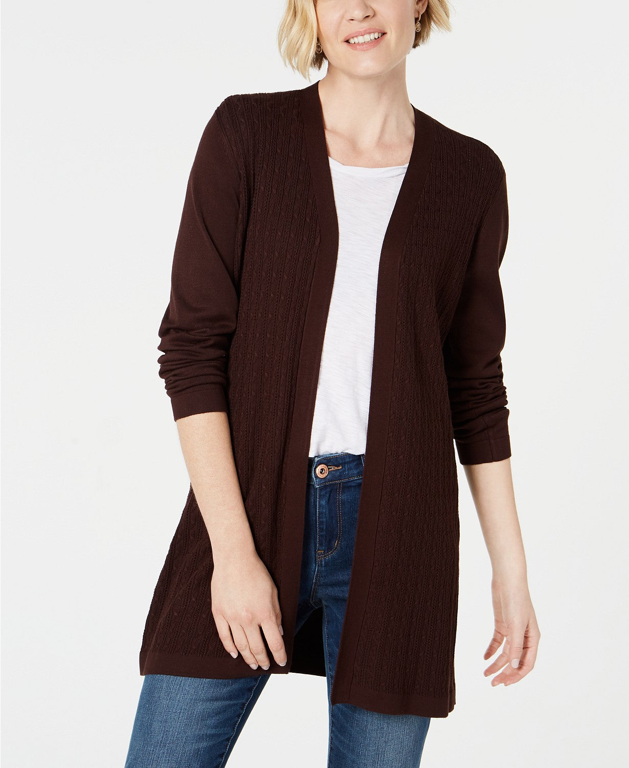 Karen Scott Women's Open-Front Cardigan Blue Size Small