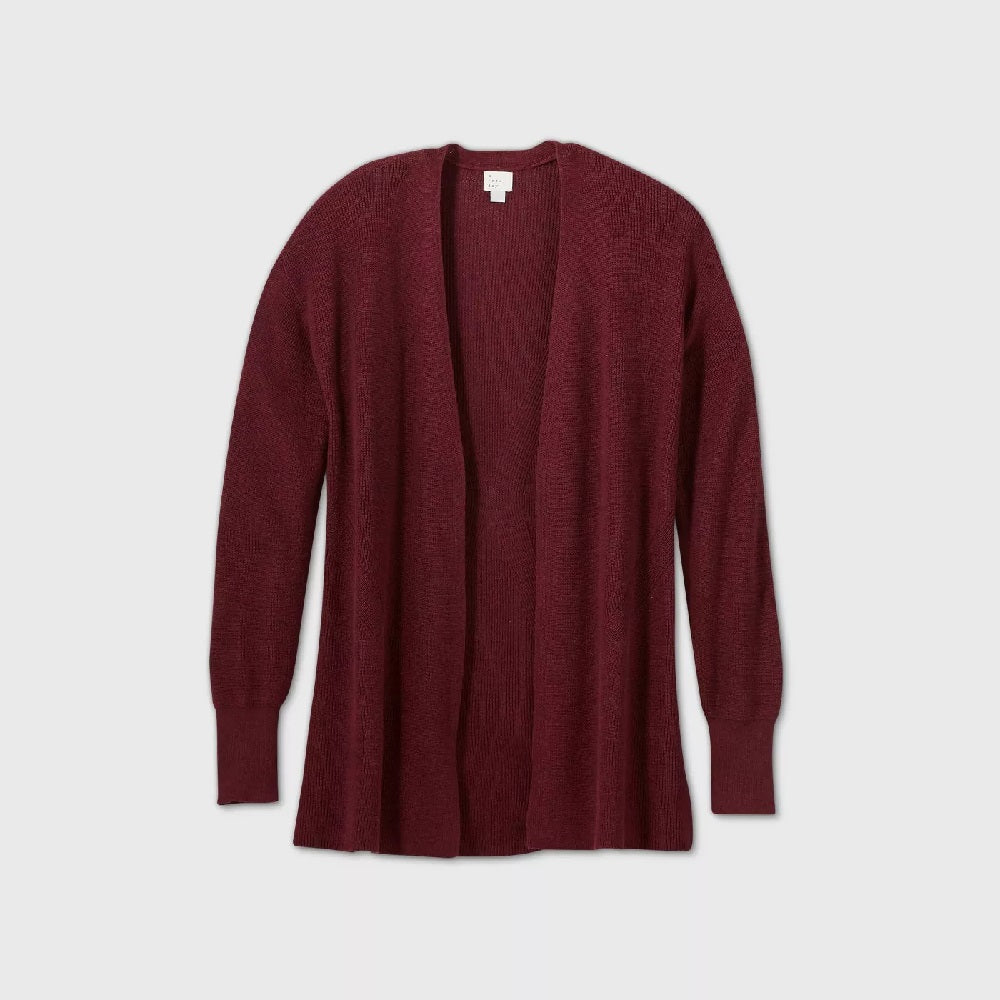 Karen Scott Women's Open-Front Cardigan Red Size Large
