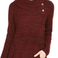Style & Co Women's Envelope Neck Kangaroo Pocket Knit Sweater Dark Red Size Large