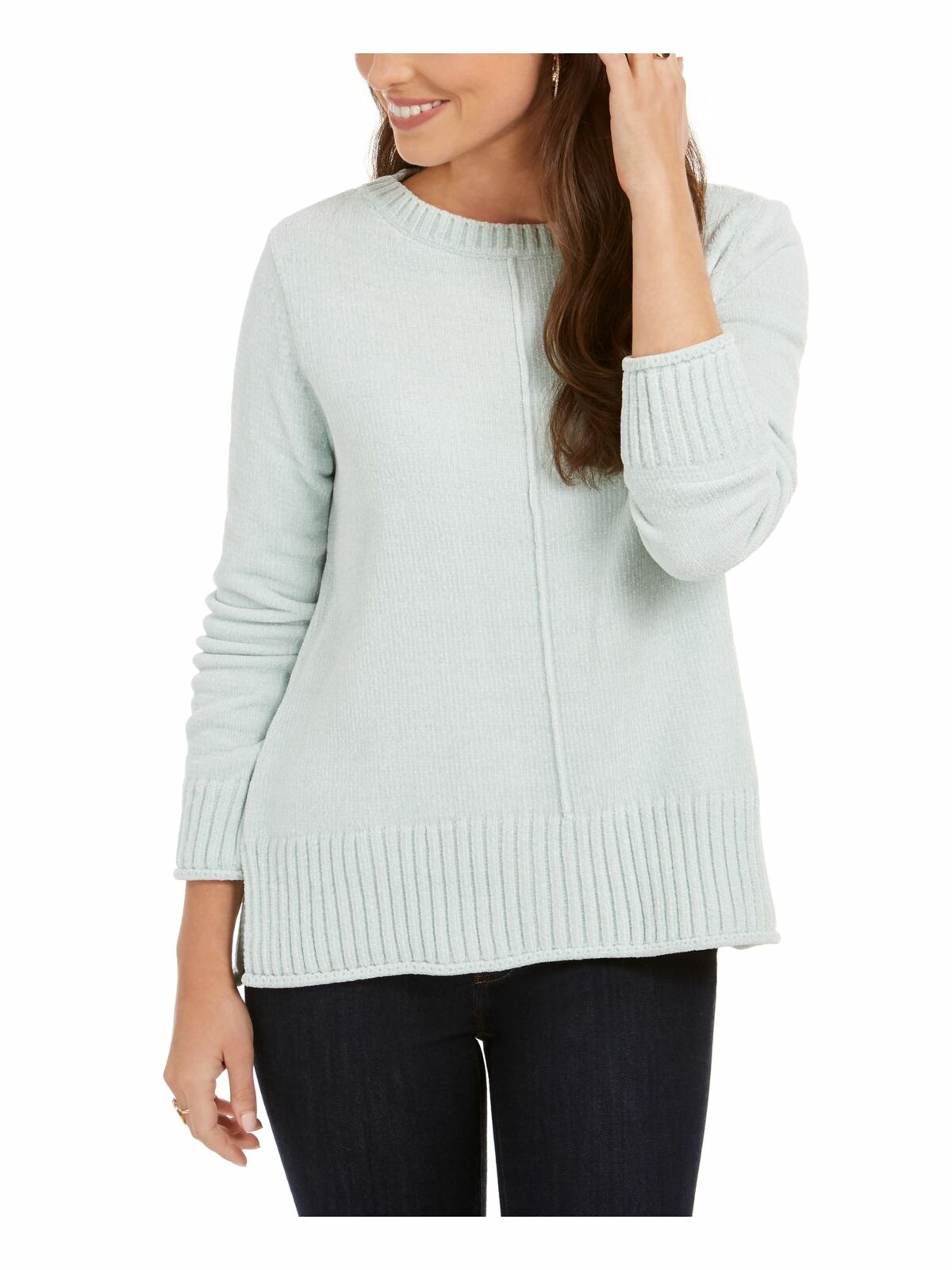 Style & Co Women's Petite Chenille Sweater Green Size Large