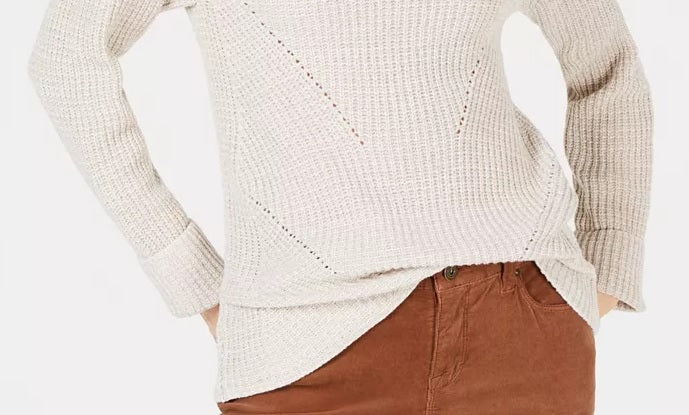 Style & Co Women's Petite Marled-Knit Sweater Beige Size Large