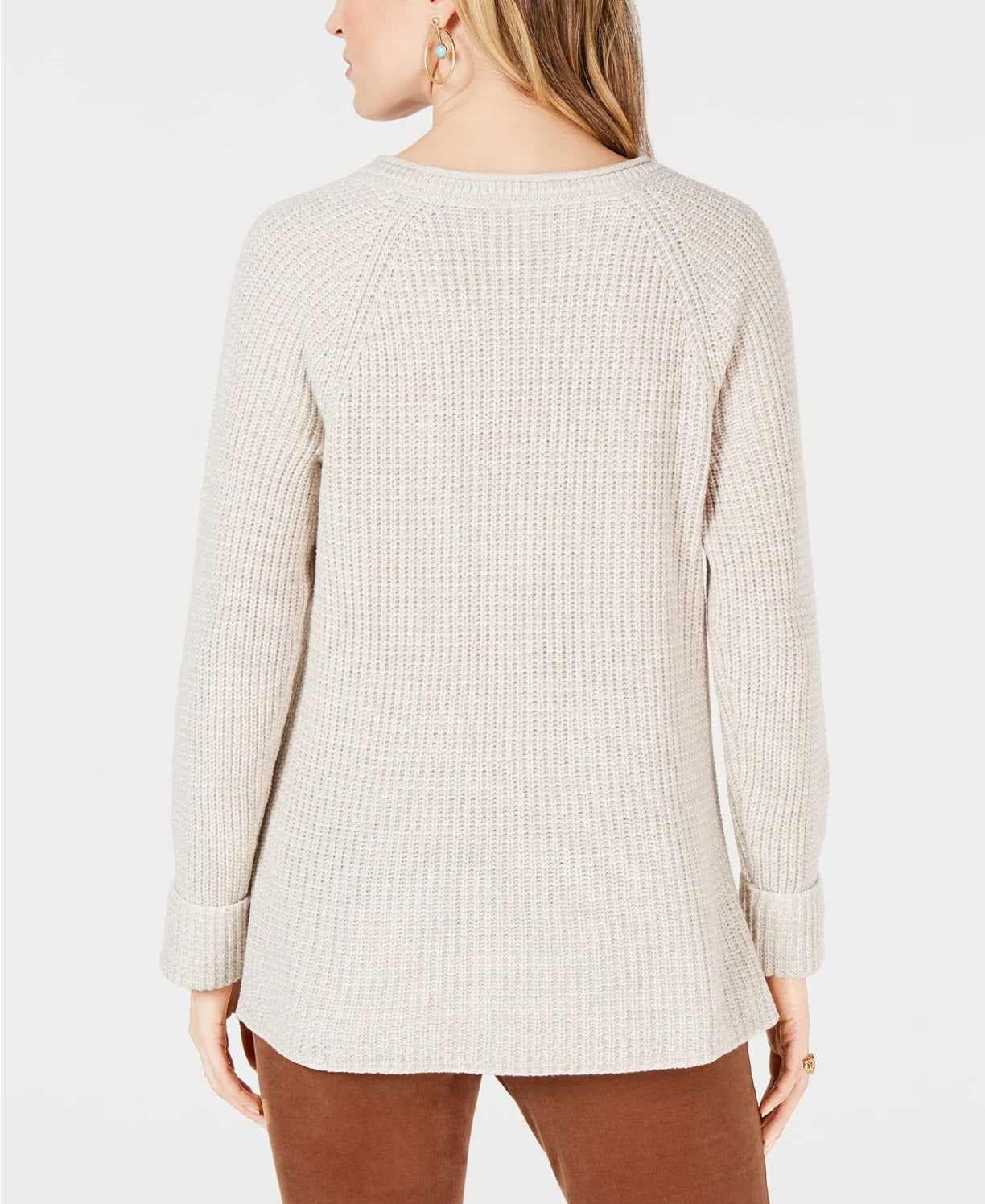Style & Co Women's Petite Marled-Knit Sweater Beige Size Large