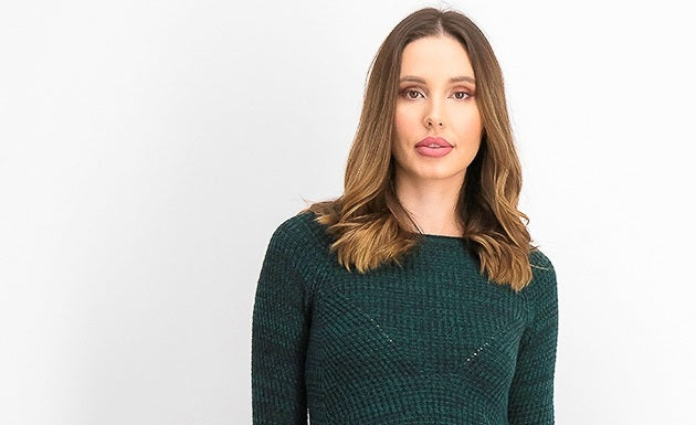 Style & Co Women's Petite Marled-Knit Sweater Green Size Small