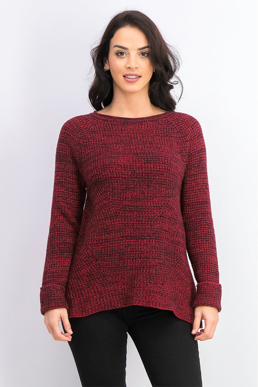 Style & Co Women's Petite Marled-Knit Sweater  Red Size Petite Small