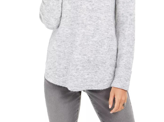 Style & Co Women's Cowl-Neck Waffle-Knit Sweater Gray Size Medium