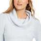 Style & Co Women's Cowl-Neck Waffle-Knit Sweater Gray Size Extra Large