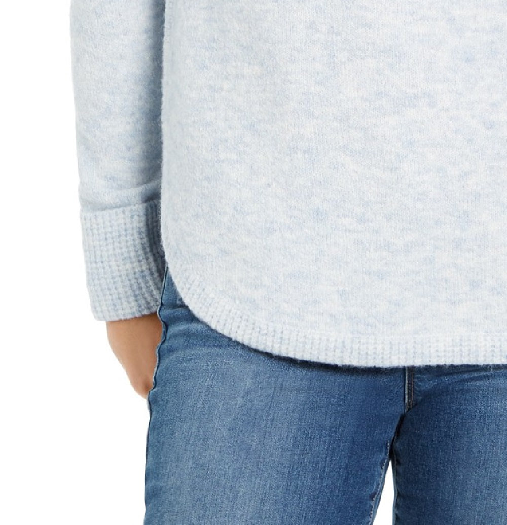 Style & Co Women's Cowl-Neck Waffle-Knit Sweater Gray Size Extra Large