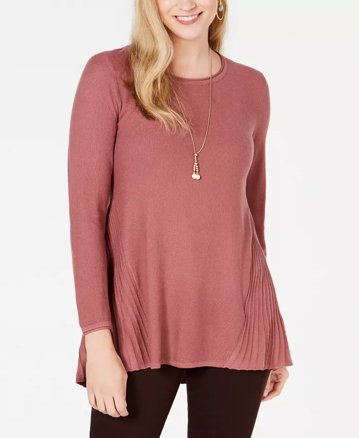 Style & Co Women's High Low Tunic Sweater Beige Size X-Large