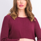 Style & Co Women's Petite Seam-Front Tunic Sweater Dark Red Size Small