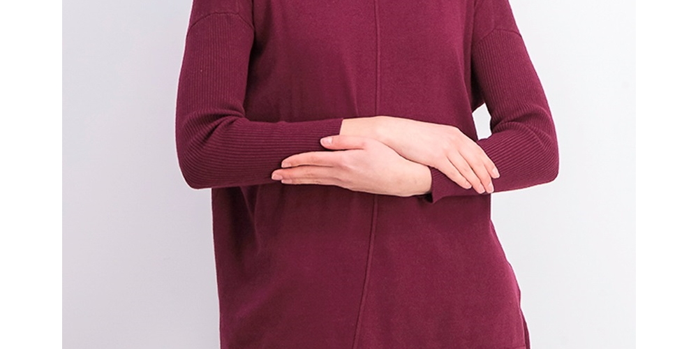 Style & Co Women's Petite Seam-Front Tunic Sweater Dark Red Size Small