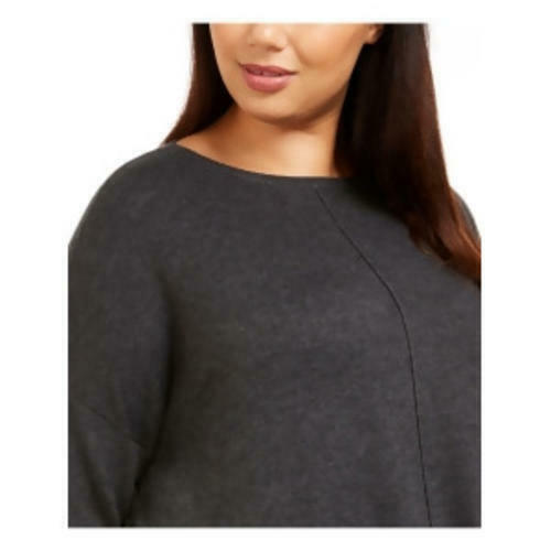 Style & Co Women's Plus Size Seam-Front Tunic Sweater Dark Gray Size 1X