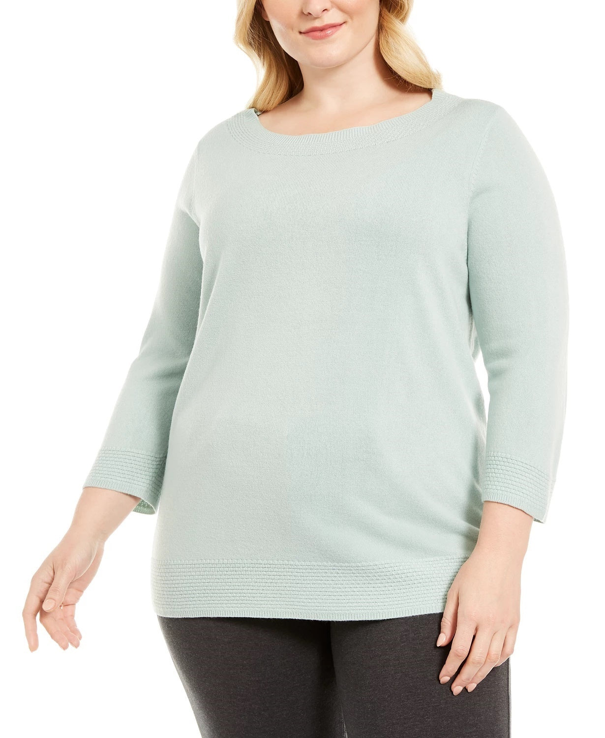 Karen Scott Women's Ballet Neckline Sweater Navy Size 1X