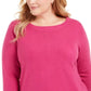 Karen Scott Women's Plus Size Ballet Neckline Sweater Med Pink Size 1 Extra Large