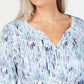 Karen Scott Women's Petite Watercolor-Print Henley Top Blue Size Small