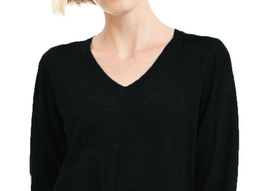 Karen Scott Women's V-Neck Pullover Sweater Black Size Large