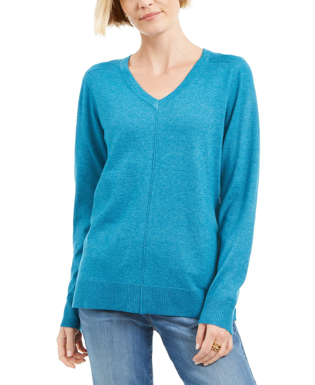 Karen Scott Women's V-Neck Pullover Sweater Blue Size Medium