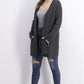 Charter Club Women's Milano Cotton Open-Front Cardigan Charcoal Hthr Size Large