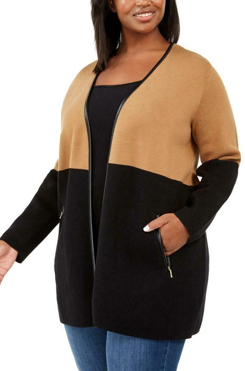 Charter Club Women's Petite Milano Cotton Completer Sweater Brown Size Small
