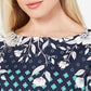Charter Club Women's Printed Boat-Neck Top Blue Size Large