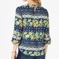 Charter Club Women's Petite 3/4-Sleeve Printed Top Blue Size Small