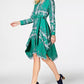Charter Club Women's Long-Sleeve Handkerchief Dress Dark Green Size Extra Small