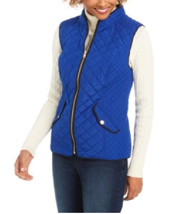 Charter Club Women's Quilted Stand-Collar Vest Blue Size Extra Large