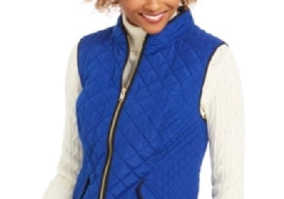 Charter Club Women's Quilted Stand-Collar Vest Blue Size Extra Large