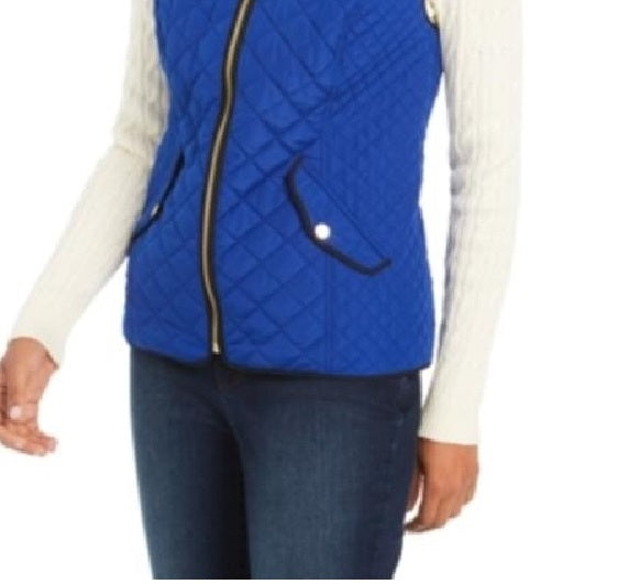 Charter Club Women's Quilted Stand-Collar Vest Blue Size Extra Large