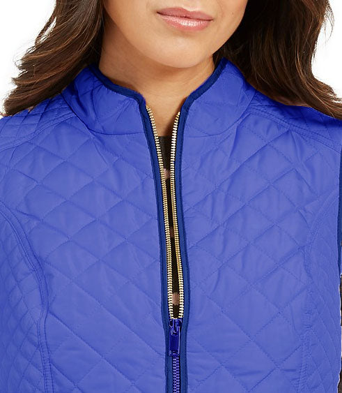 Charter Club Women's Quilted Stand-Collar Vest  Blue Size Medium