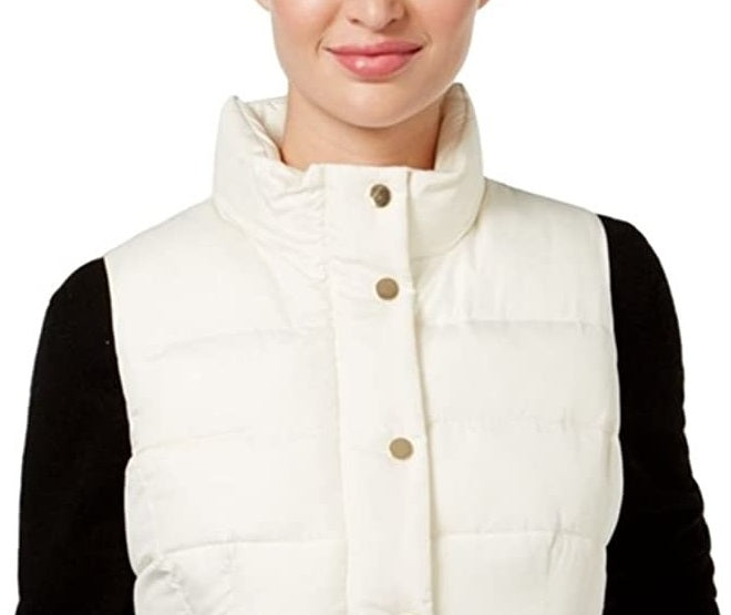 Charter Club Women's Quilted Stand-Collar Vest white Size Small