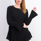 Style & Co Women's Ruffle Hem Knit Sweater Black Size Large