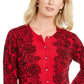Karen Scott Women's Lace-Print Cardigan Red Size Medium