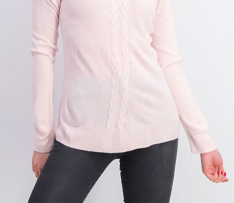 Karen Scott Women's Petite Cable-Knit Crewneck Sweater Pink Ice Size Petite Large