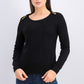 Karen Scott Women's Button-Shoulder Sweater Black Size Extra Small