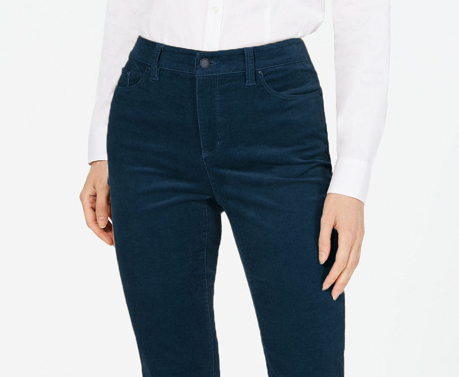 Charter Club Women's Lexington Corduroy Tummy-Control Pants Blue Size 18