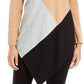 Alfani Women's Color Block Jewel Neck Hi-Lo Sweater Brown Size Small