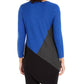 Alfani Women's Color Block Jewel Neck Hi-Lo Sweater Blue Size Small