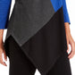 Alfani Women's Color Block Jewel Neck Hi-Lo Sweater Blue Size Small